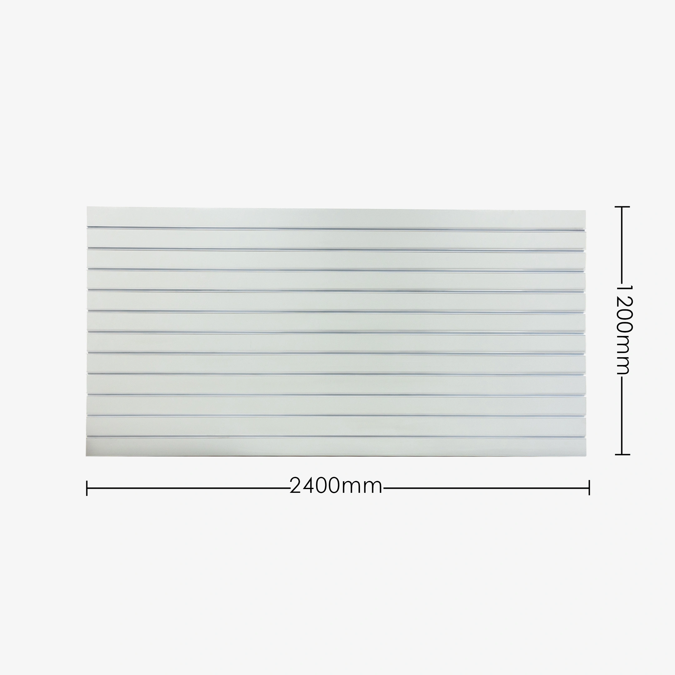 Light Grey Matte Landscape Horizontal Slatwall with White Aluminium Inserts