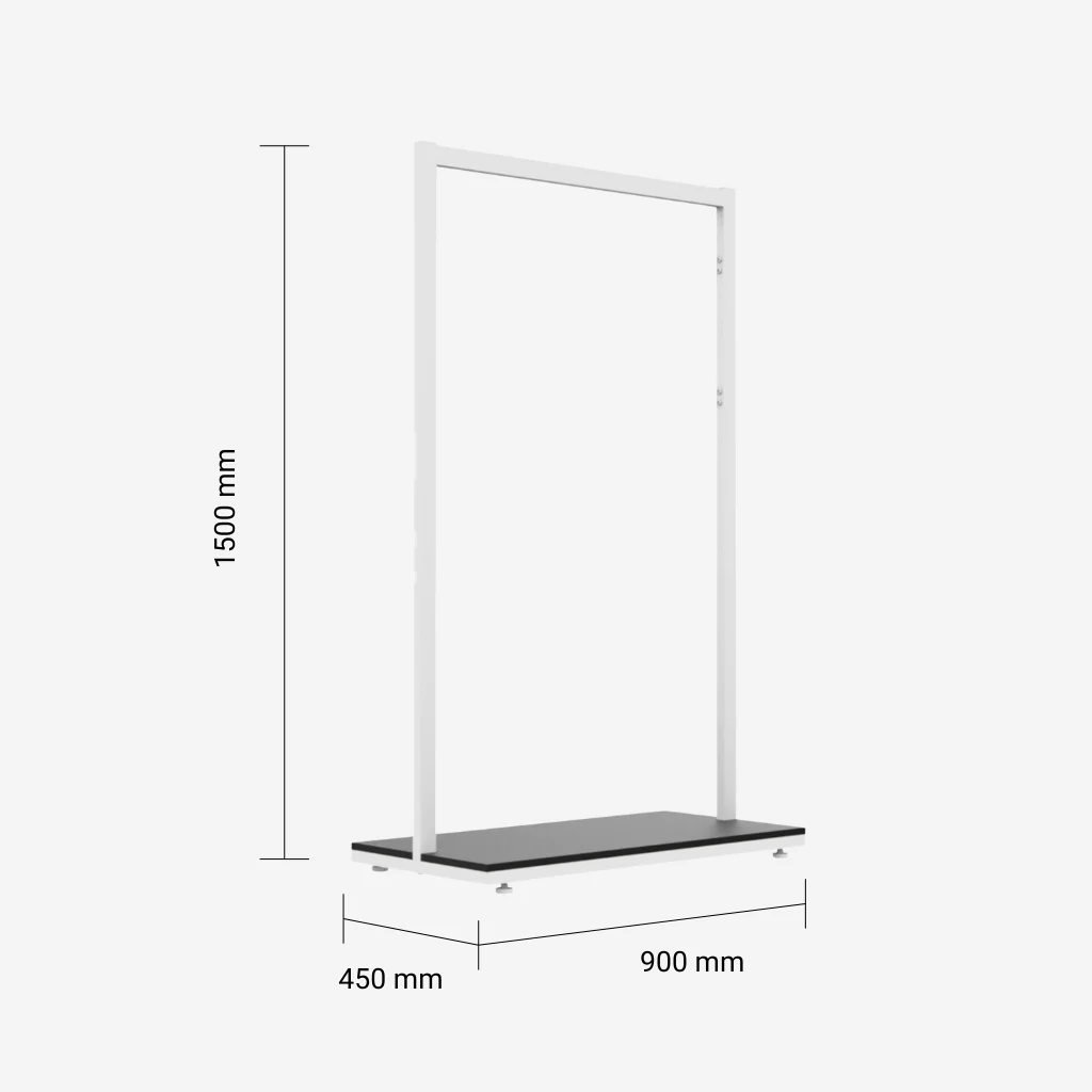 White Clothing Rack with Black Base – 900mm Wide