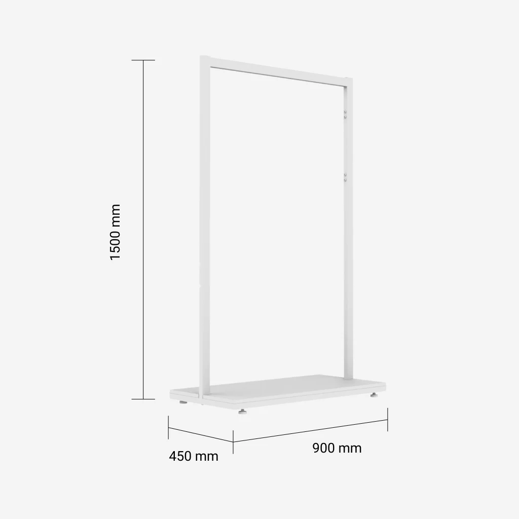 White Clothing Rack with White Base – 900mm Wide
