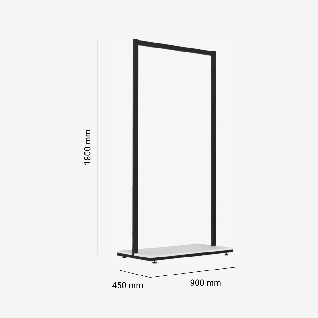 Black Clothing Rack with White Base – 900mm Wide