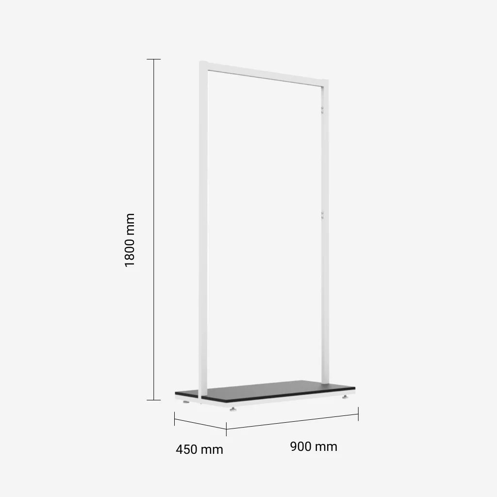 White Clothing Rack with Black Base – 900mm Wide