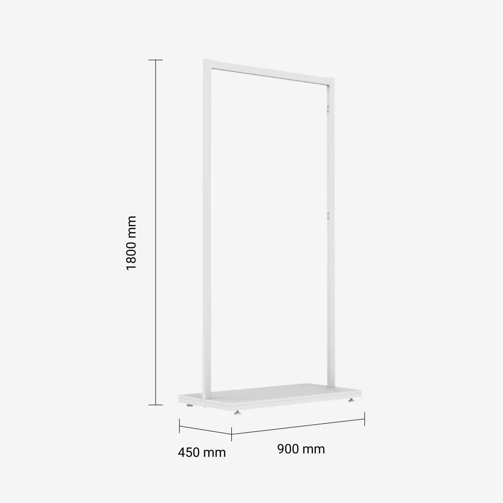 White Clothing Rack with White Base – 900mm Wide