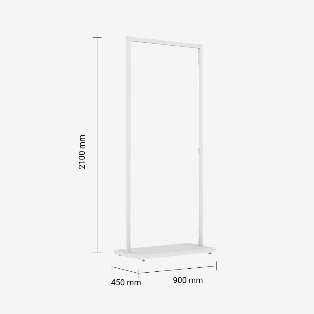 White Clothing Rack with White Base – 900mm Wide