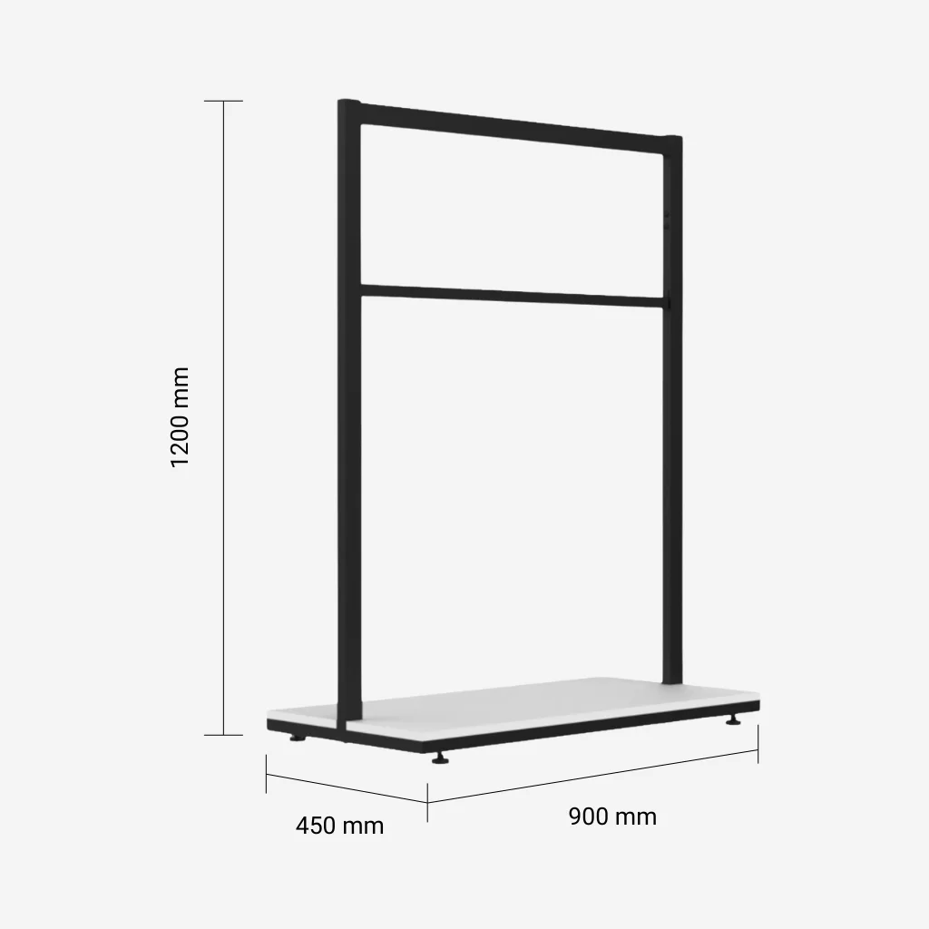 Black Clothing Rack with White Base – 900mm Wide